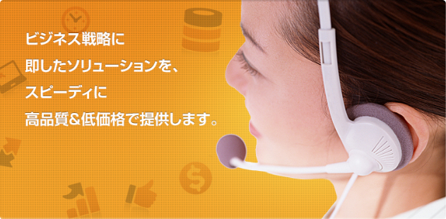 ビジネス戦略に即したソリューションを、スピーディーに高品質＆低価格で提供します。初期費用0円 月額19,800円～